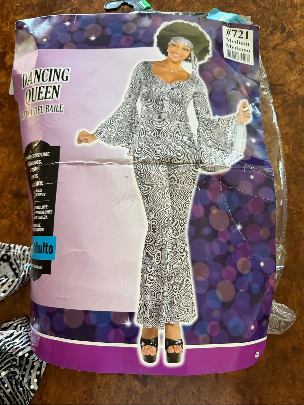 Adult costume Dancing Queen Black & White Swirl Long Sleeve Dress Set
